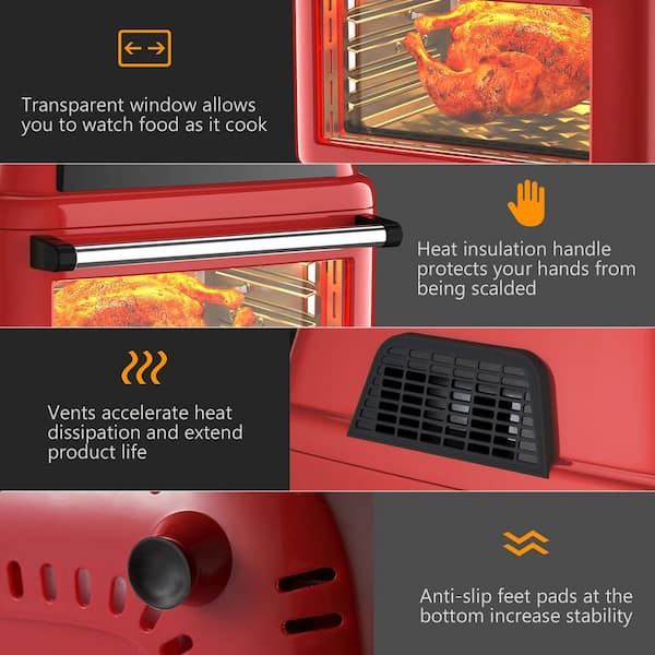 Costway 19 qt Multi-functional Air Fryer Oven Dehydrator Rotisserie - Red