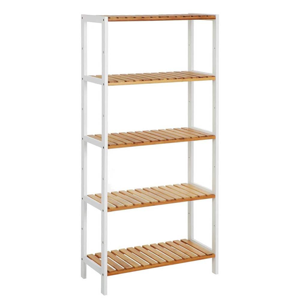 5-Tier White Wood Plant Stand (23.6 in. H W x 51.2 in. H