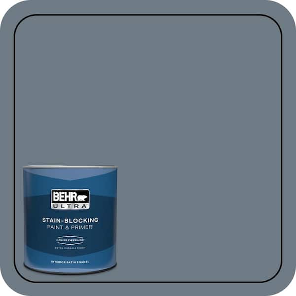 BEHR ULTRA 1 qt. #N490-5 Charcoal Blue Extra Durable Satin Enamel Interior Paint & Primer