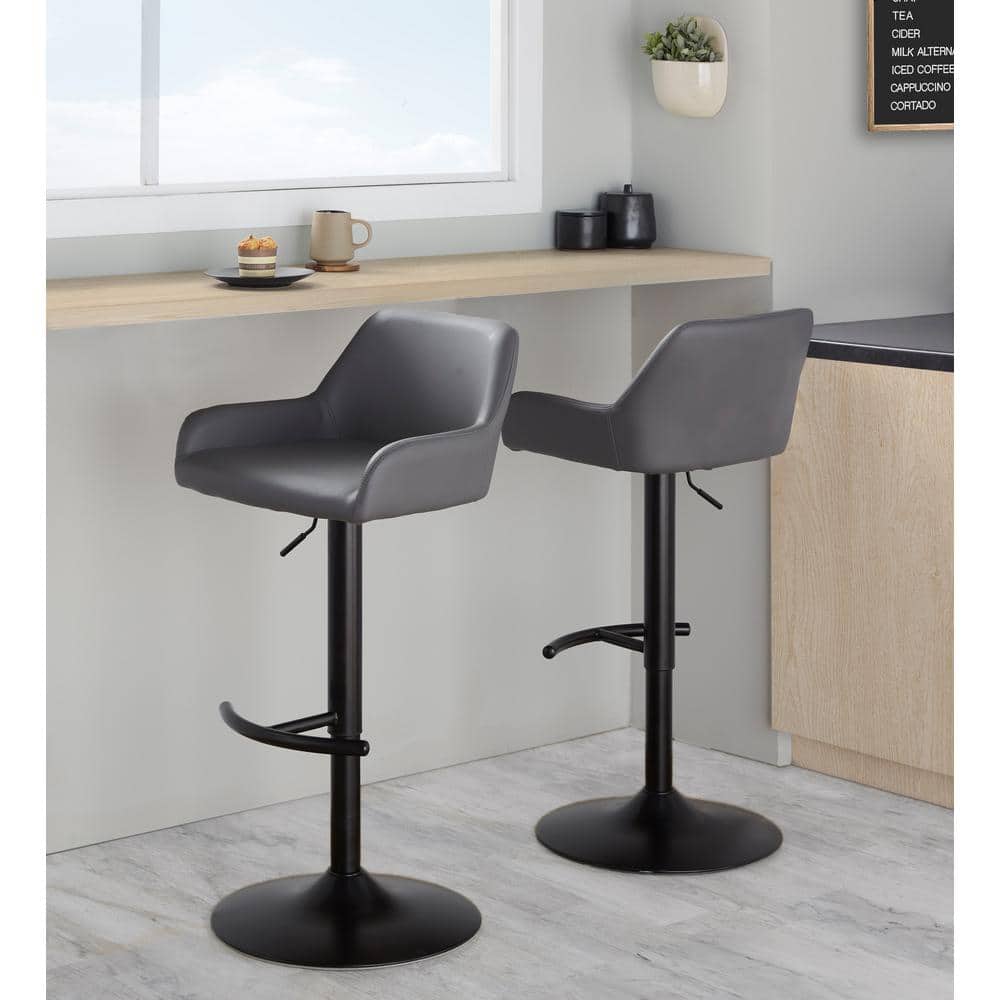 Daniella Black Adjustable Swivel Metal Barstool Set