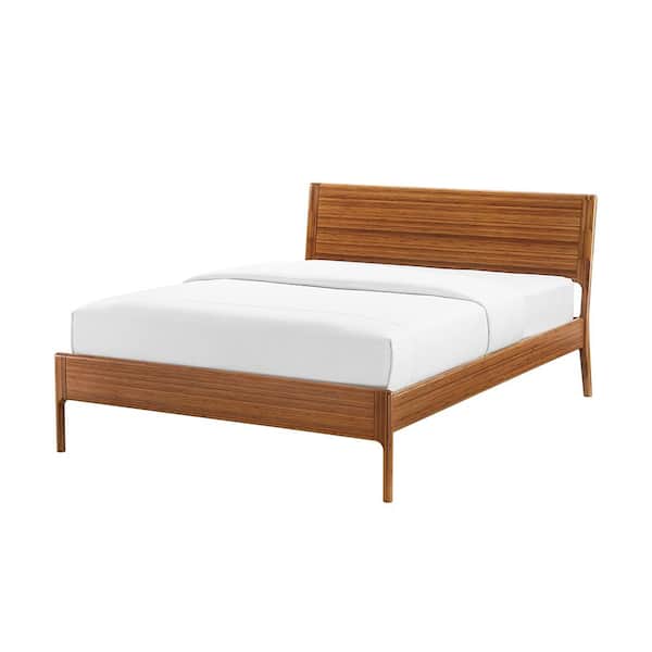 Hansen Amber Solid Bamboo Queen Platform Bed with Slat Support and No Box Spring Required