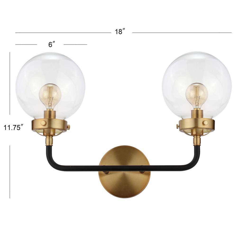 Caleb Transitional 18" Black and Brass LED Wall Sconce