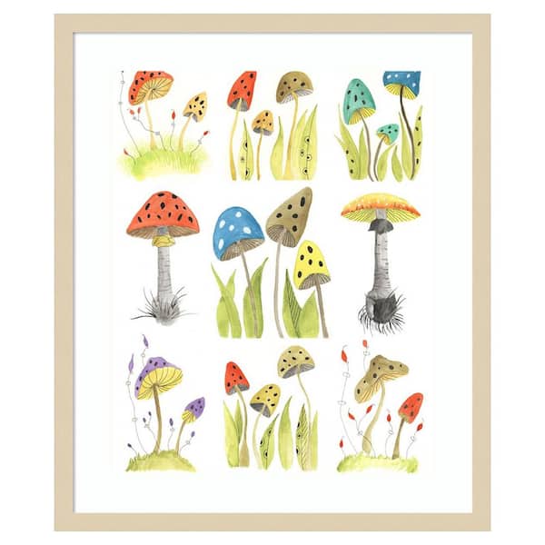 Amanti Art Mushroom Haven Grid by Gayle Martin Legner 21 in. W x 25 in. H. Wood Framed Wall Art Print Framed in Brown