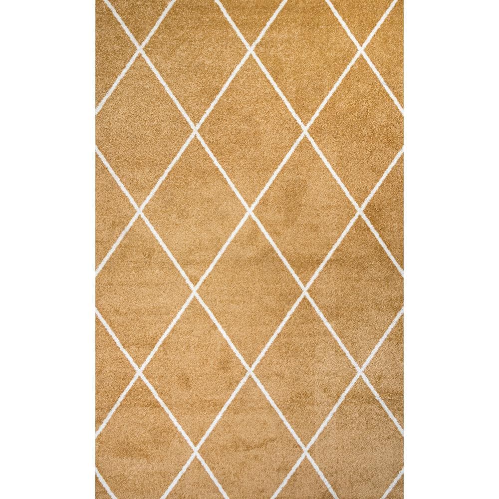 Gold/White Diamond Trellis 8' x 10' Synthetic Area Rug