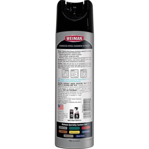 Weiman 17 oz. Stainless Steel Cleaner and Polish Aerosol 49A - The Home  Depot