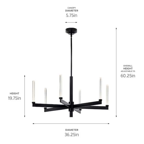 Kichler Sycara 8-Light Black Modern/Contemporary Led Crystal Chandelier