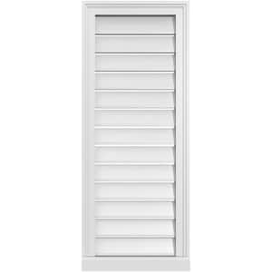 16 in. x 40 in. Vertical Surface Mount PVC Gable Vent: Functional with Brickmould Sill Frame