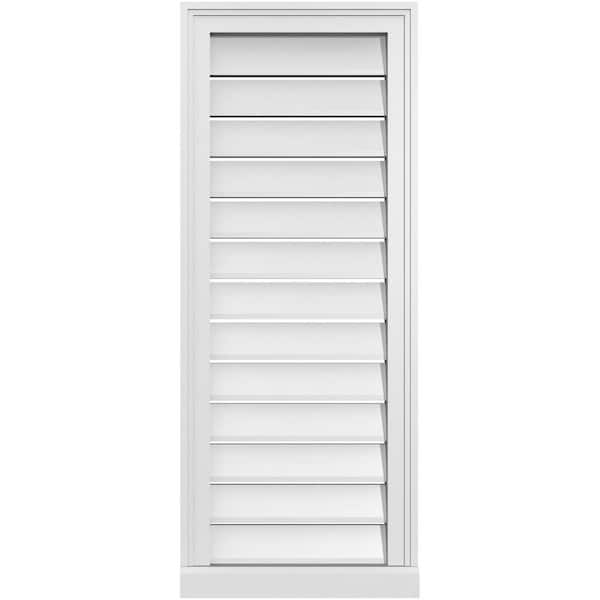 Ekena Millwork 16 in. x 40 in. Vertical Surface Mount PVC Gable Vent: Functional with Brickmould Sill Frame