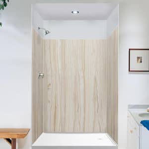 Expressions 60 in. x 60 in. x 72 in. 3-Piece Easy Up Adhesive Alcove Shower Wall Surround in Sorento