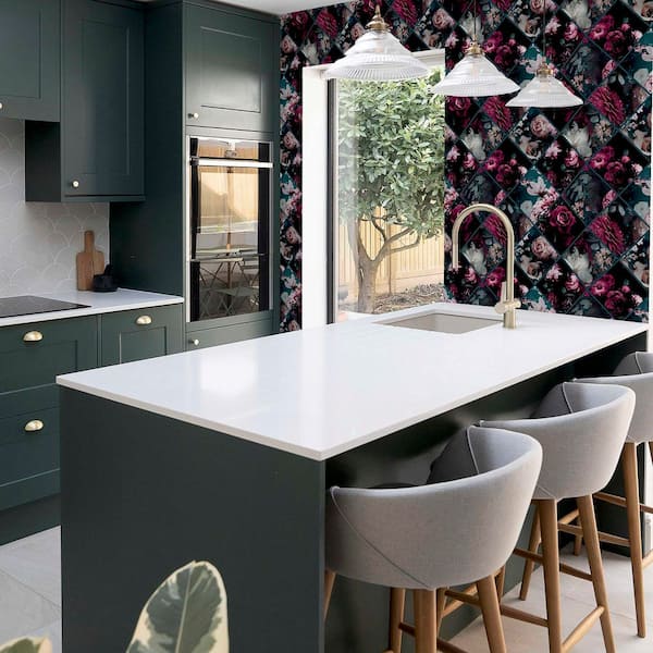 Gianna Purple Floral Squares Wallpaper Sample