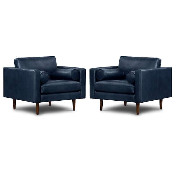 Poly and Bark Napa Lounge Arm Chair in Midnight Blue (Set of 2)