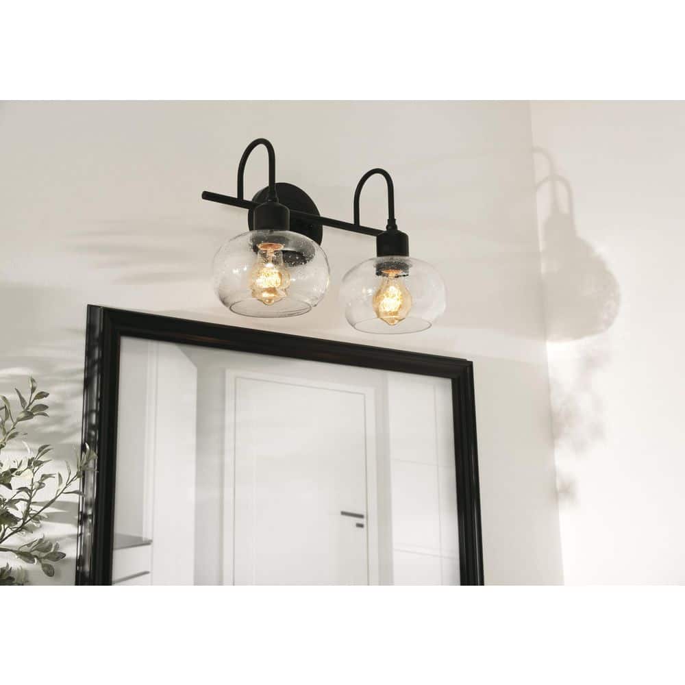 Laney 8.1 in. 3-Light Black, Clear Vanity Light with Clear Seeded Glass Shade price history on PriceWatchPro