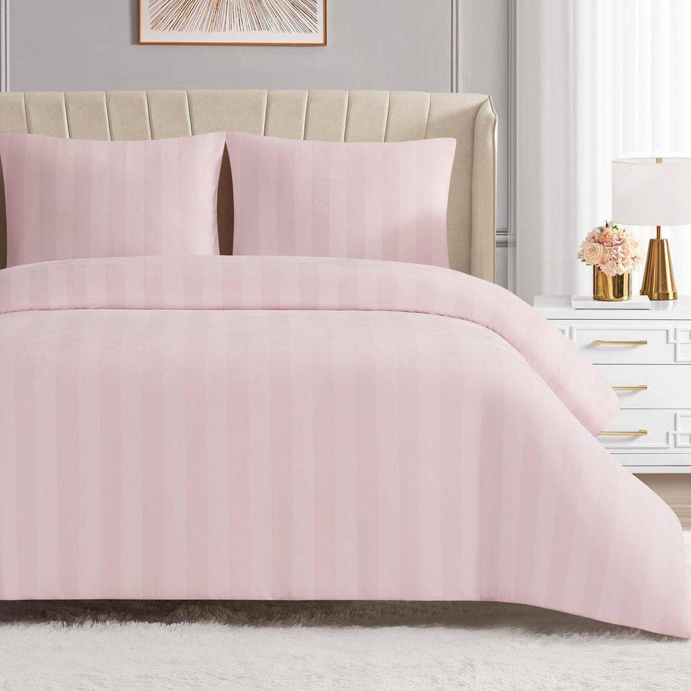 Jenny Velour Striped Jacquard 3-Piece Light Pink Striped Microfiber Full/Queen Comforter Set price history on PriceWatchPro