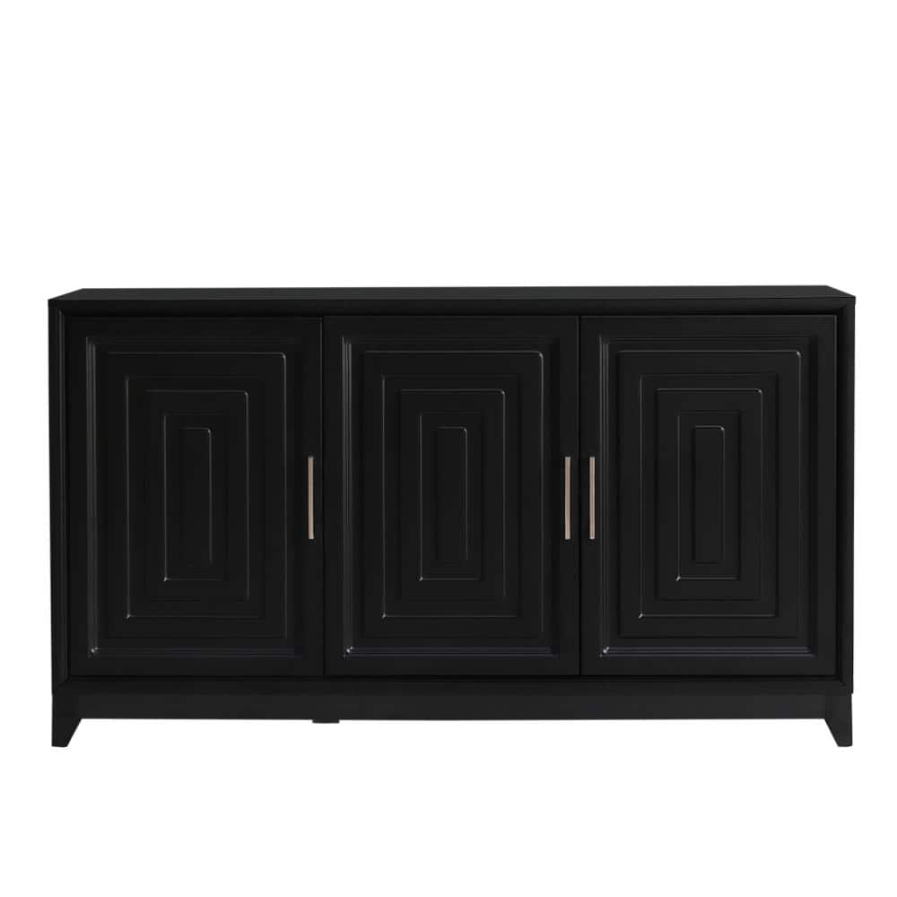 59.1 in. W x 17.9 in. D x 33.1 in. H Black Linen Cabinet with 2 Spacious Storage Space price history on PriceWatchPro