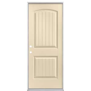 32 in. x 80 in. Cheyenne 2-Panel Right-Hand Inswing Painted Smooth Fiberglass Prehung Front Exterior Door No Brickmold