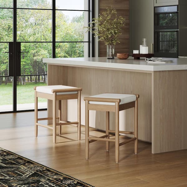 Nathan James Kirsten 24.6 in. H Light Brown Backless Solid Wood