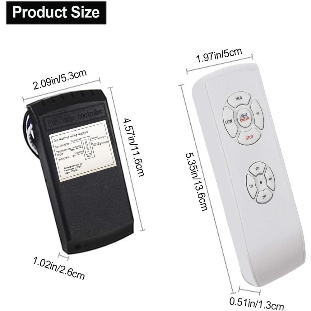 White Universal Ceiling Fan Remote Control Kit with Timer