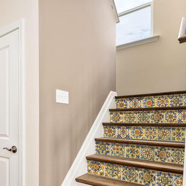 Retro Yellow 4in. x 4in. PVC Peel and Stick Backsplash Tile Stickers, 12 Styles, 36-Pack