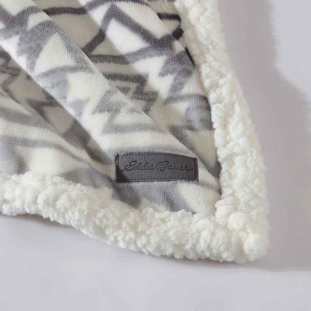 Clyde Hill Stripe Grey 50"x60" Reversible Plush Sherpa Throw