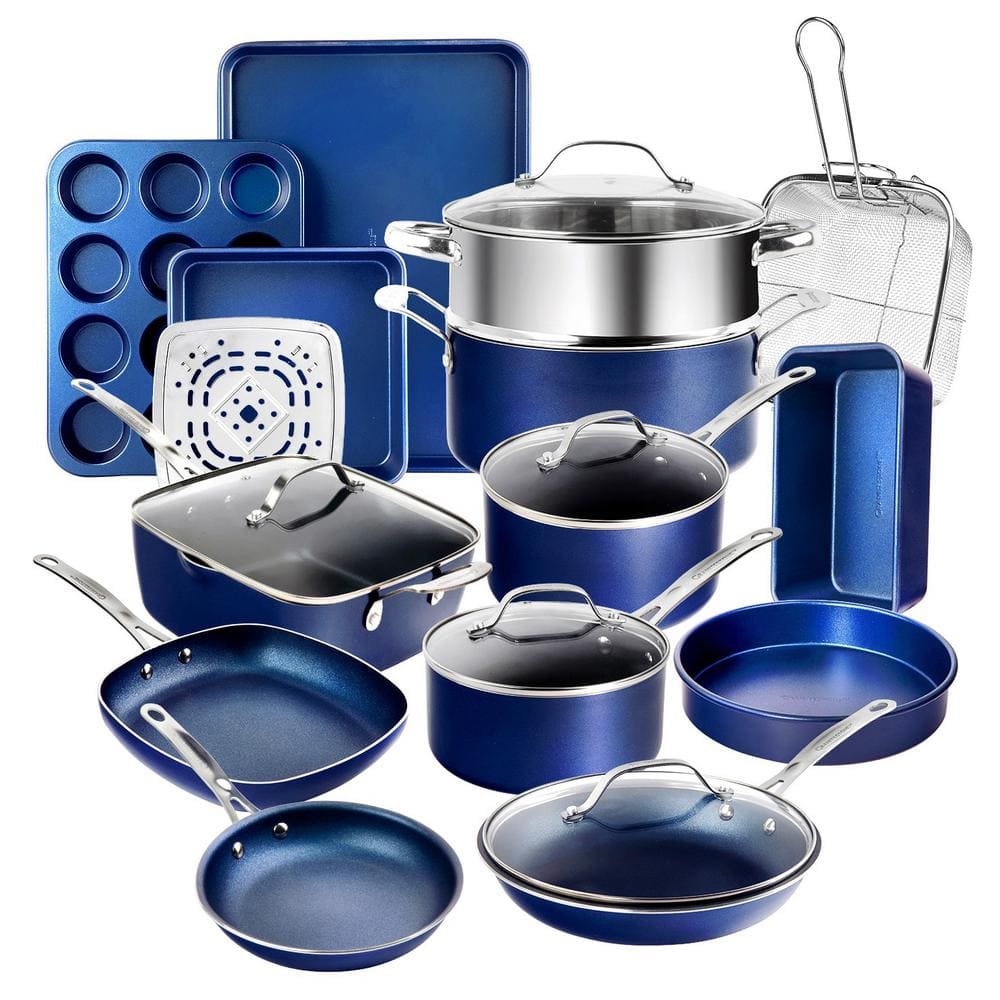 Gibson Granite Nonstick Cooking Excellence 24-Piece Cook and Bake Set in  Speckled Blue 985119513M - The Home Depot
