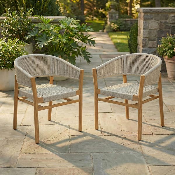 Natural Wood Outdoor Lounge Chair wit...
