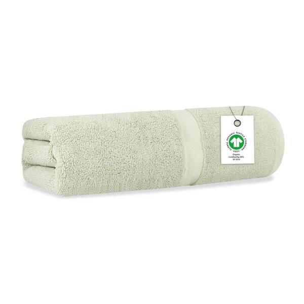 Delara Green Tint Solid 100% Organic Cotton Luxuriously Plush Bath Towel (Set of 1)