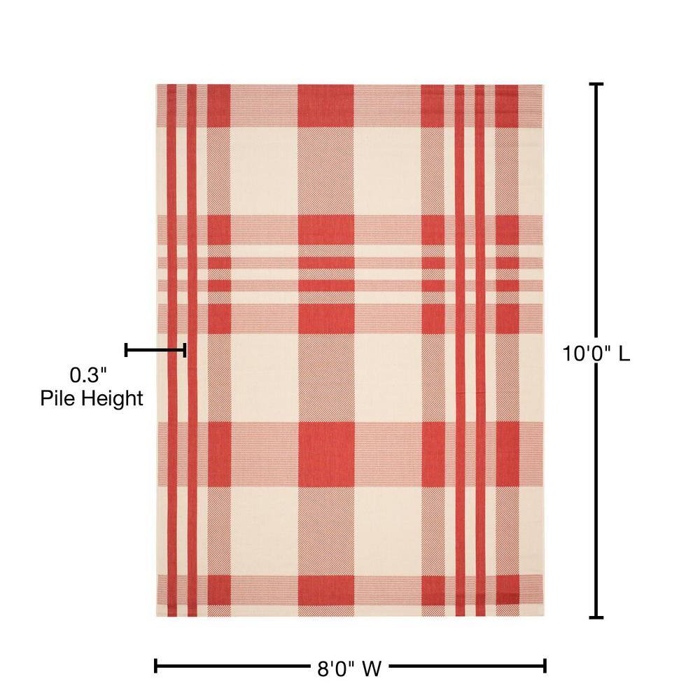 Red Bone 8' x 10' Synthetic Easy-Care Indoor/Outdoor Area Rug