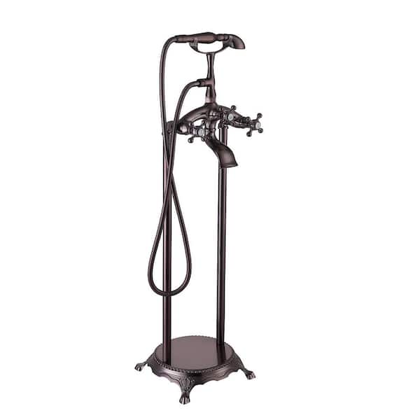 Satico 39-3/4 in. 2-Handle Freestanding Tub Faucet with Hand Held Shower Head in Oil Rubbed Bronze