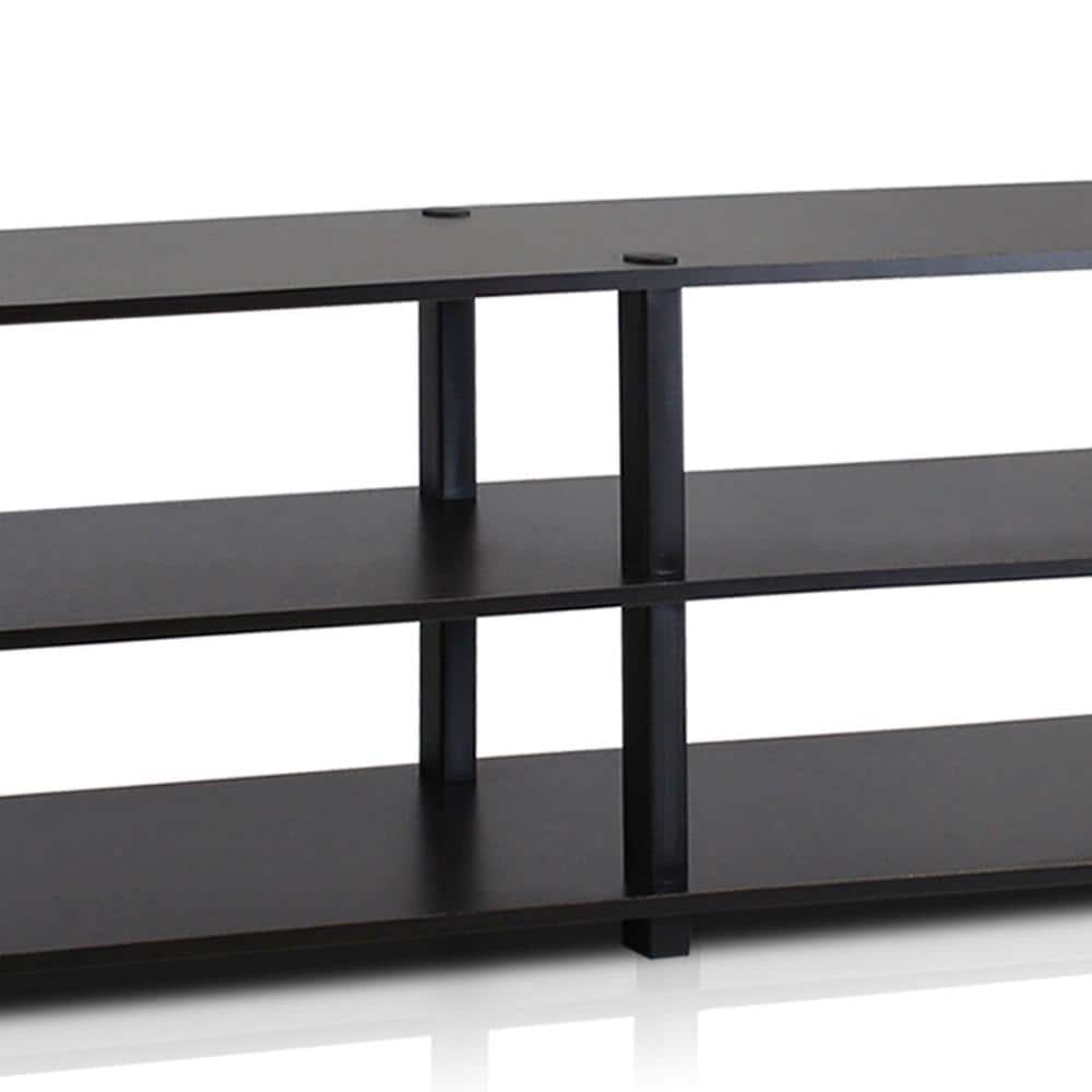 Espresso Black 3-Tier Rectangular TV Stand with Cabinet