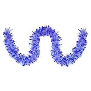 50 ft. Blue and White Unlit Wide Cut Christmas Tinsel Garland