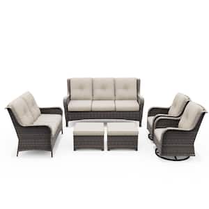 Patio Furniture Set 6-piece Outdoor Patio Conversation Set with Beige Cushions Lawn Furniture