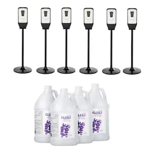 1200 ml Automatic Hand Sanitizer Dispenser and Floor Stand with 1 Gal. Gel Hand Sanitizer Case of 4 (6-Pack)