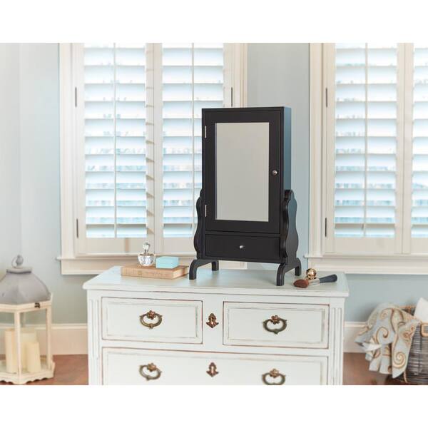 FirsTime Black Tabletop Mirror with Jewelry Storage