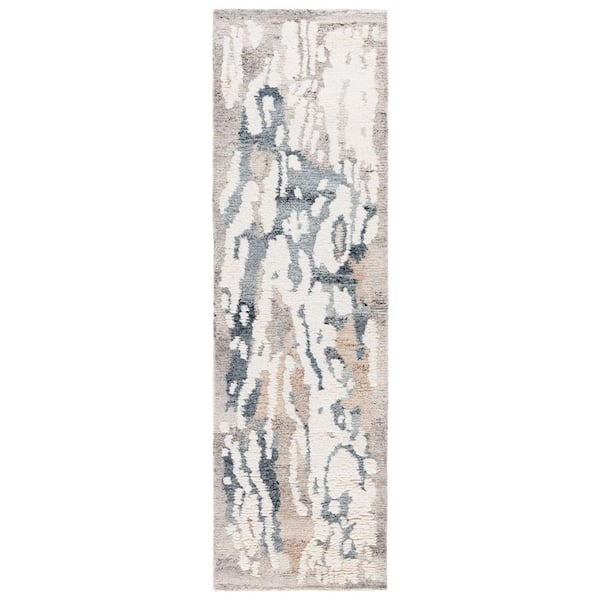 Casablanca 2 ft. x 8 ft. Gray/Ivory Abstract Floral Runner Rug