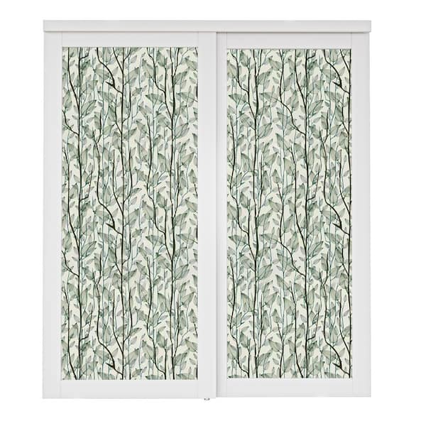 ARK DESIGN 72 in. x 80 in. 1-Lite Tempered Frosted Glass White Finished Solid Core Sliding Door with Hardware