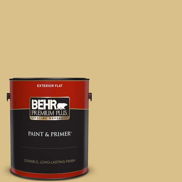 BEHR PREMIUM PLUS 1 gal. #MQ2-18 Honey Tea Flat Exterior Paint & Primer