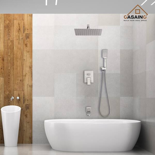 3Way Bathroom Ulta-thin Shower Set Square Rainfall Shower Head Tap Control Value 