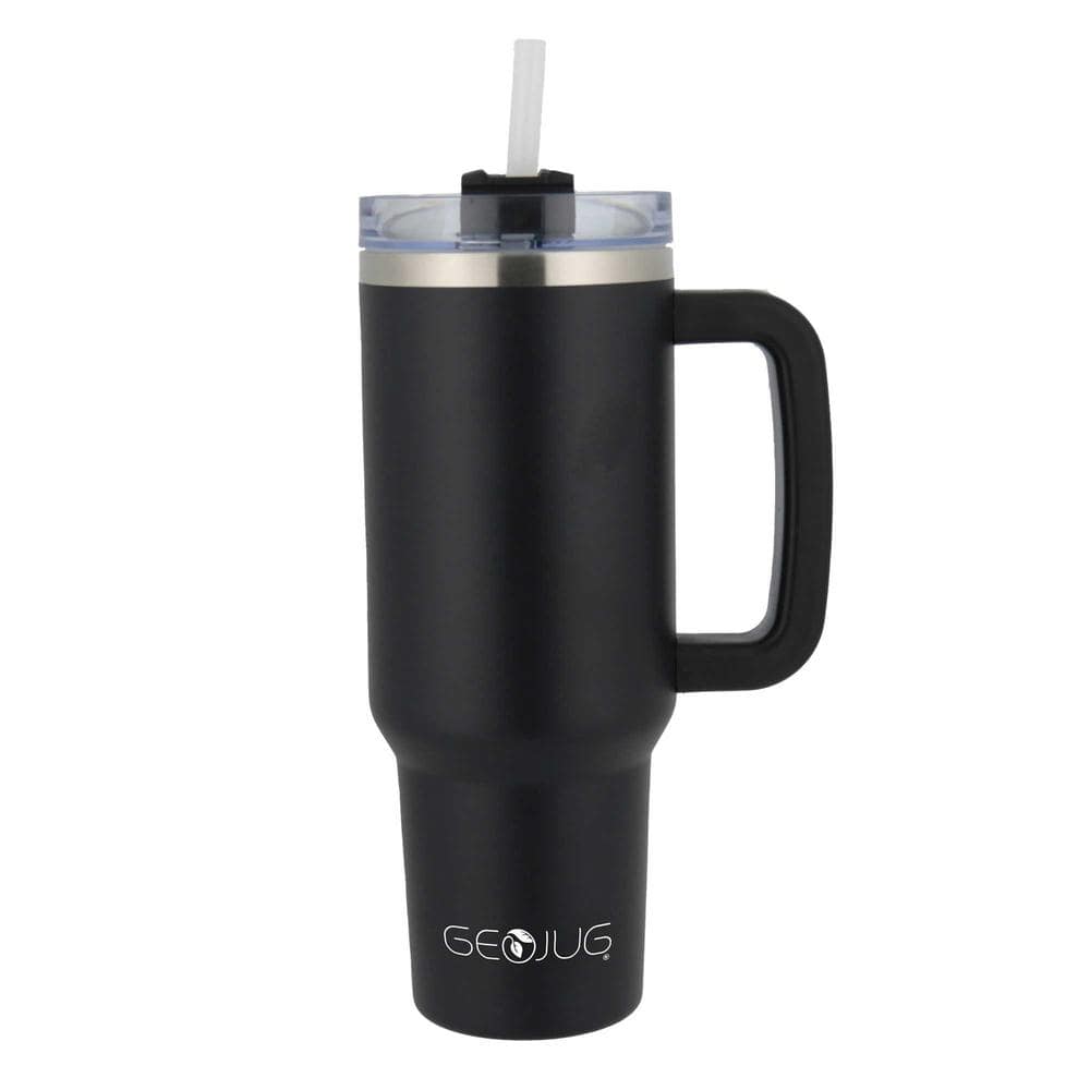 40 oz Black Stainless Steel Insulated Travel Tumbler with Handle