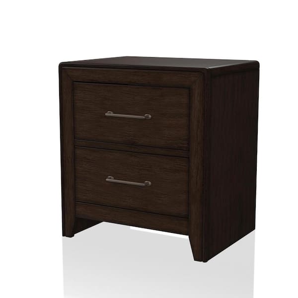 Furniture of America Caribou Walnut 2-Drawer Nightstand 24 in. H x 22 in. W x 16 in. D