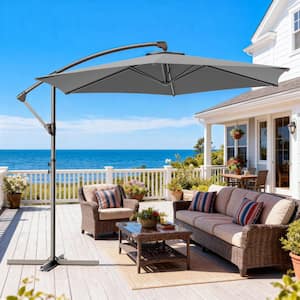 best offset patio umbrella 2018 JOYESERY 10 ft. Octagon Steel Offset Patio Umbrella with Secure Lockand Raised Base Pole, Stable Outdoor Umbrella in Anthracite