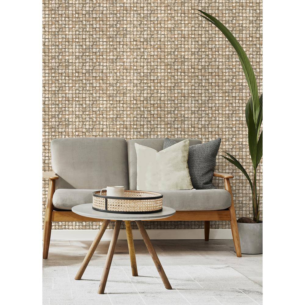 Neutral Brown and White 3D Tiled Wallpaper