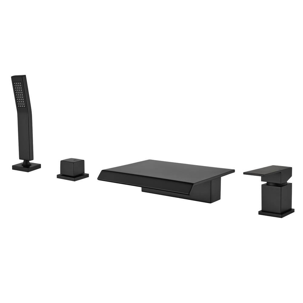 Ami Single-Handle Four Hole Tub Deck Mount Roman Tub Faucet with Hand Shower in Matte Black price history on PriceWatchPro