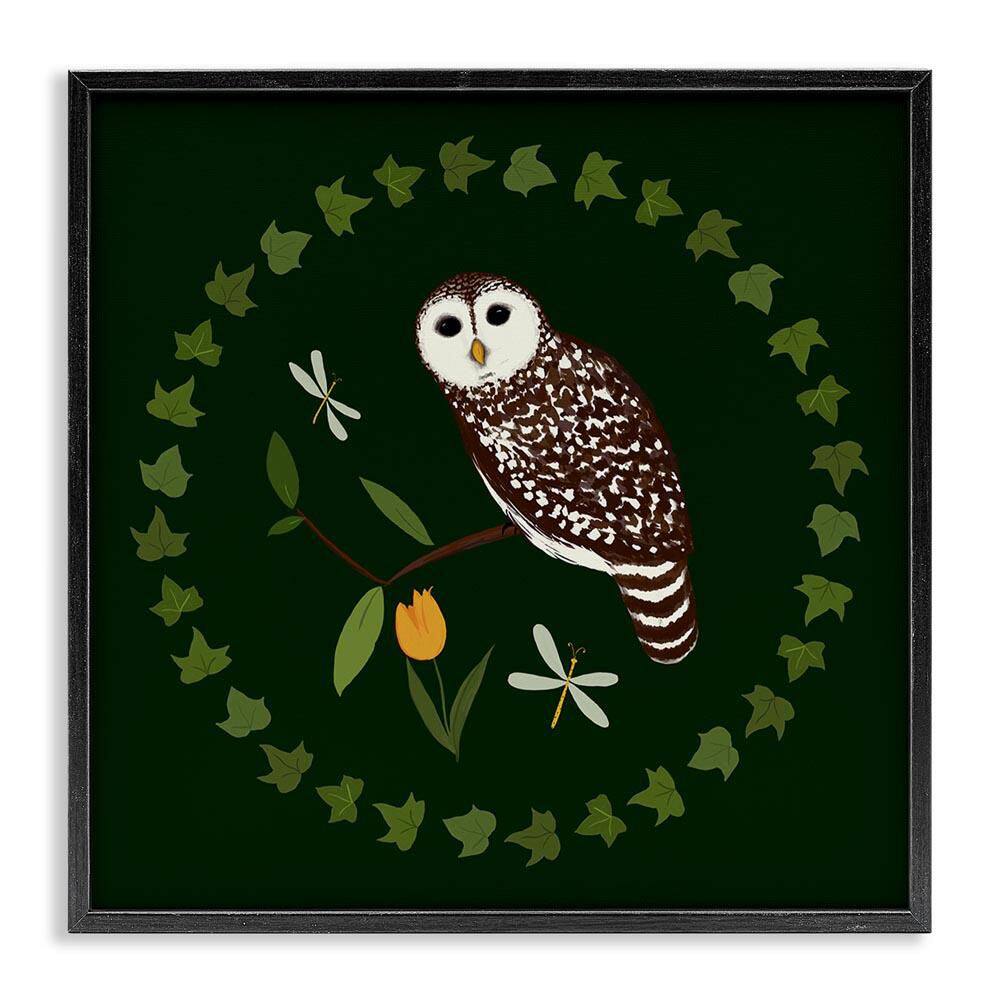 Owl & Tulip Wreath by Michelle Ingari Designs Black Framed Animal Giclee Art Print 24 in. x 24 in. price history on PriceWatchPro