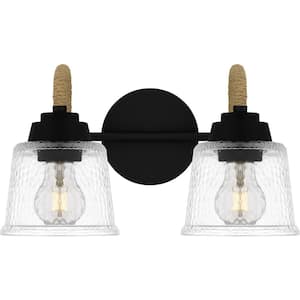 Seabreeze 14.5 in. 2-Light Matte Black Vanity Light