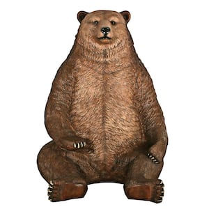 89 in. H Sitting Pretty Oversized Brown Bear Statue with Paw Seat