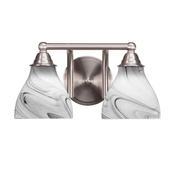 Unbranded Madison 8 in. 2-Light Bath Bar, Brushed Nickel, Onyx Swirl Glass Vanity Light