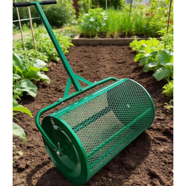Original 24 in. Compost and Peat Moss Spreader Roller w/ T Shaped