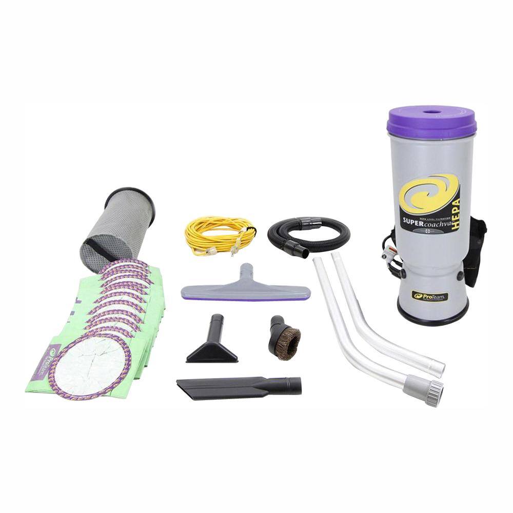 ProTeam Super CoachVac 10 qt. Commercial Backpack Vacuum Cleaner with Attachment Kit pt_sc