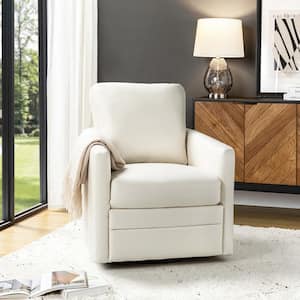 Rosario Ivory Vegan Leather Swivel Accent Chair with Cushion