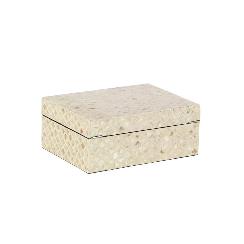 Set of 2 Cream Mother of Pearl Shell Decorative Boxes